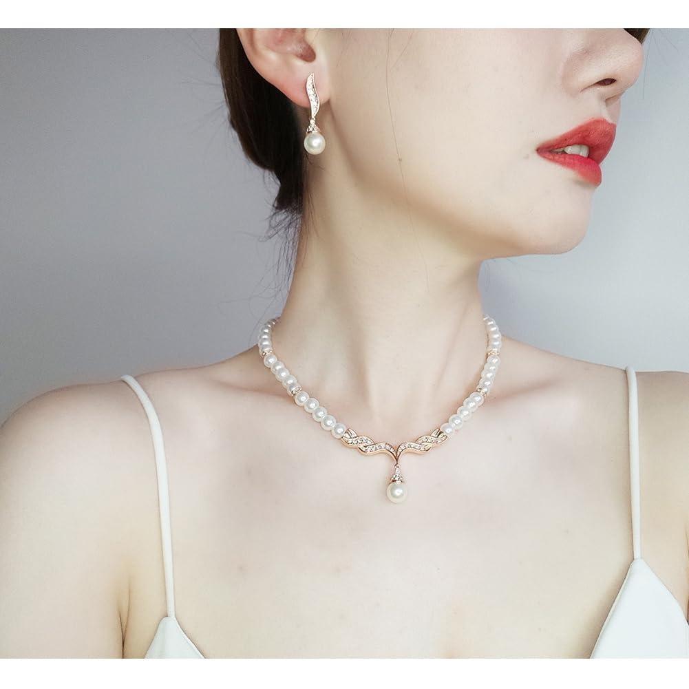 Latest Stylish Design Fancy Pearl Necklace Jewellery Set for Women