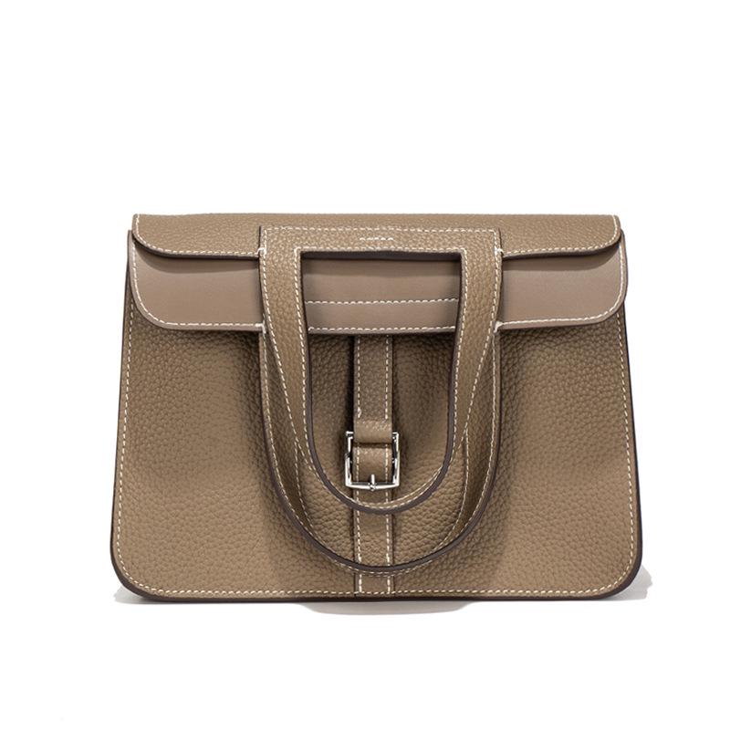 Women s Handmade Cowhide Halzan25 High-Grade Commuter Briefcase - One-Shoulder, Handheld Messenger Bag