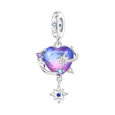 Copper Phoenix Bird Purple Pendant Charms Jewellery Fit Original Bracelet Necklace For Women Diy Gift