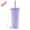 830ml Stainless Steel Insulated Tumbler With Wide Opening Straw Lid Bubble Tea Coffee Water Vacuum Thermos Cup Office