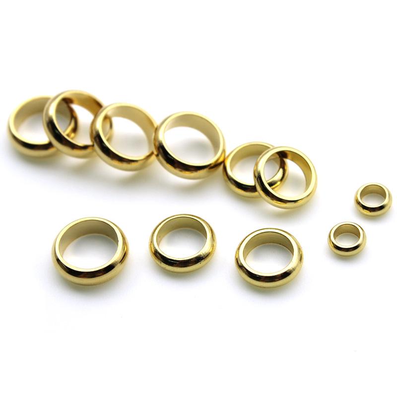 50Pcs Stainless Steel Loose Spacer Beads Gold Color Big Hole Charm Slider Beads for Bracelet Necklace DIY Jewelry Making
