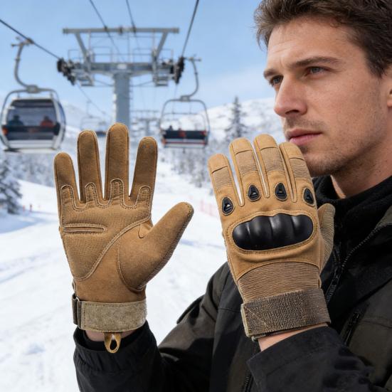 1 Pair Outdoor Gloves Touchscreen Compatible Full Finger Gloves with Soft Knuckle Protection