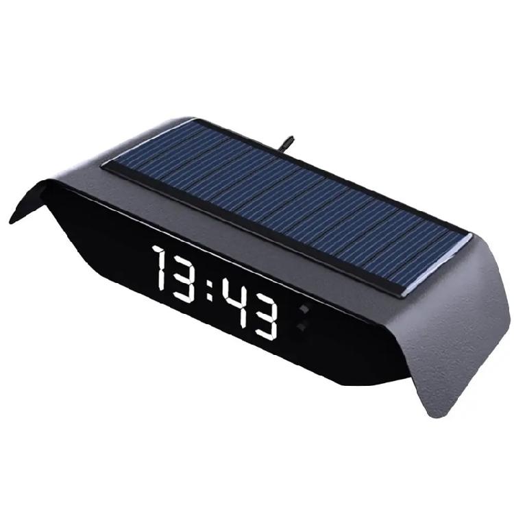 Vehicle Time & Temperature Display Noctilucence Solar Powered Dashboard Clock