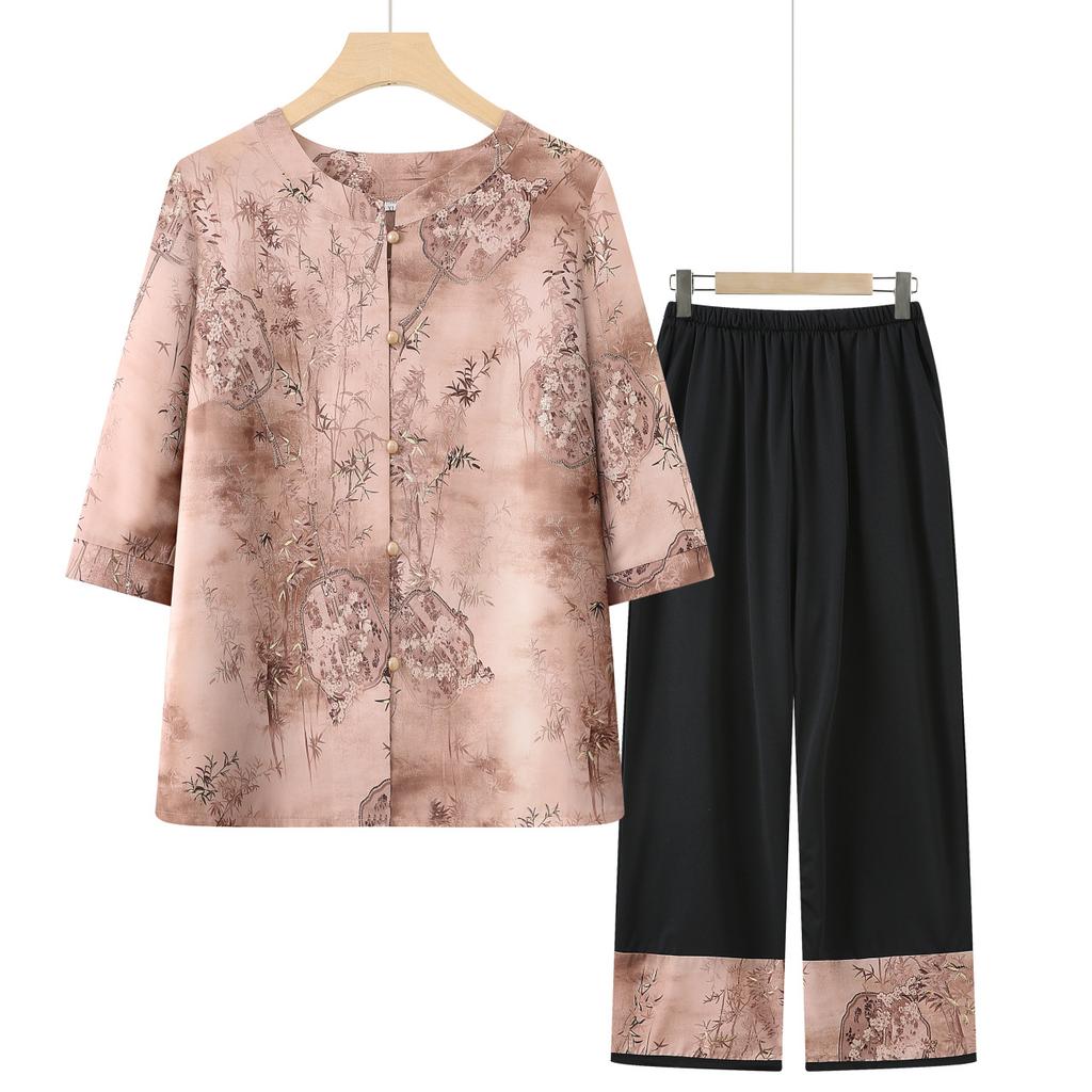 Ältere Mode Sommerkleidung Damen Sommer Bequemer Atmungsaktiver Anzug Strickjacke