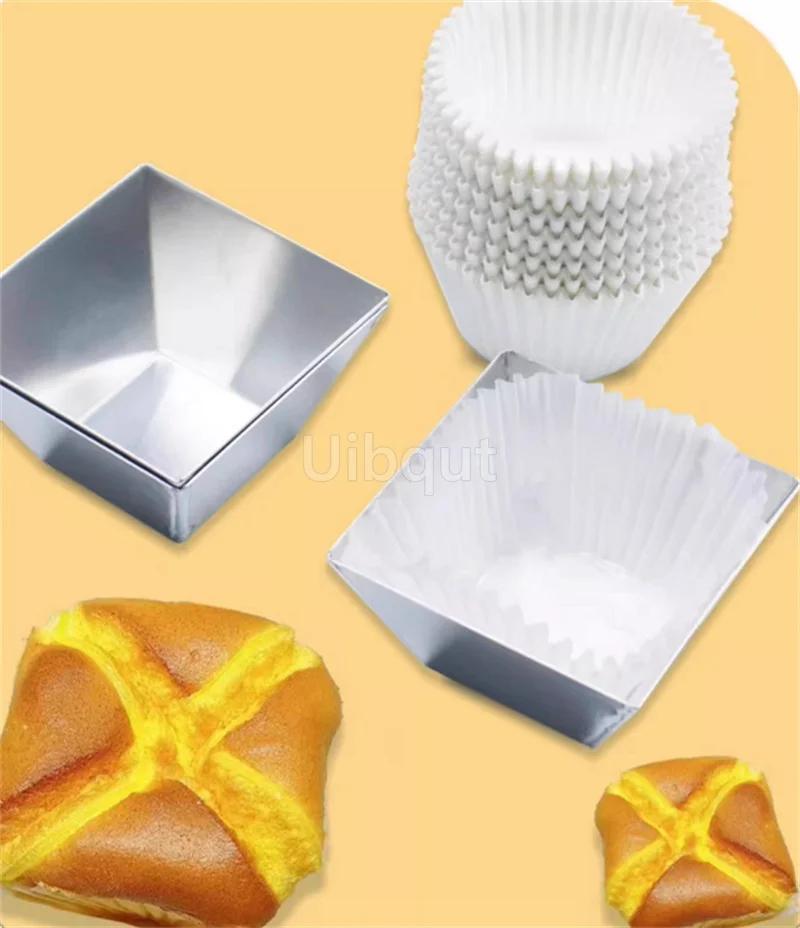 Non-Stick small square Cake Baking Pan Flowing Heart Cake Mold Aluminium Alloy Square Bread Loaf Pan with Center Tube Cake Tools