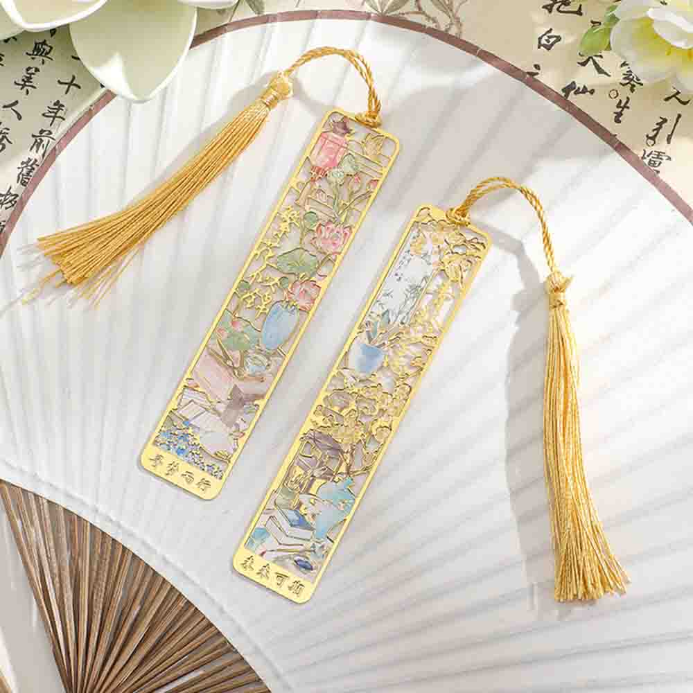 Floral Bookmark Tassel Bronzing Bookmark Metal Bookmark Hollow For Teachers Gifts Reading