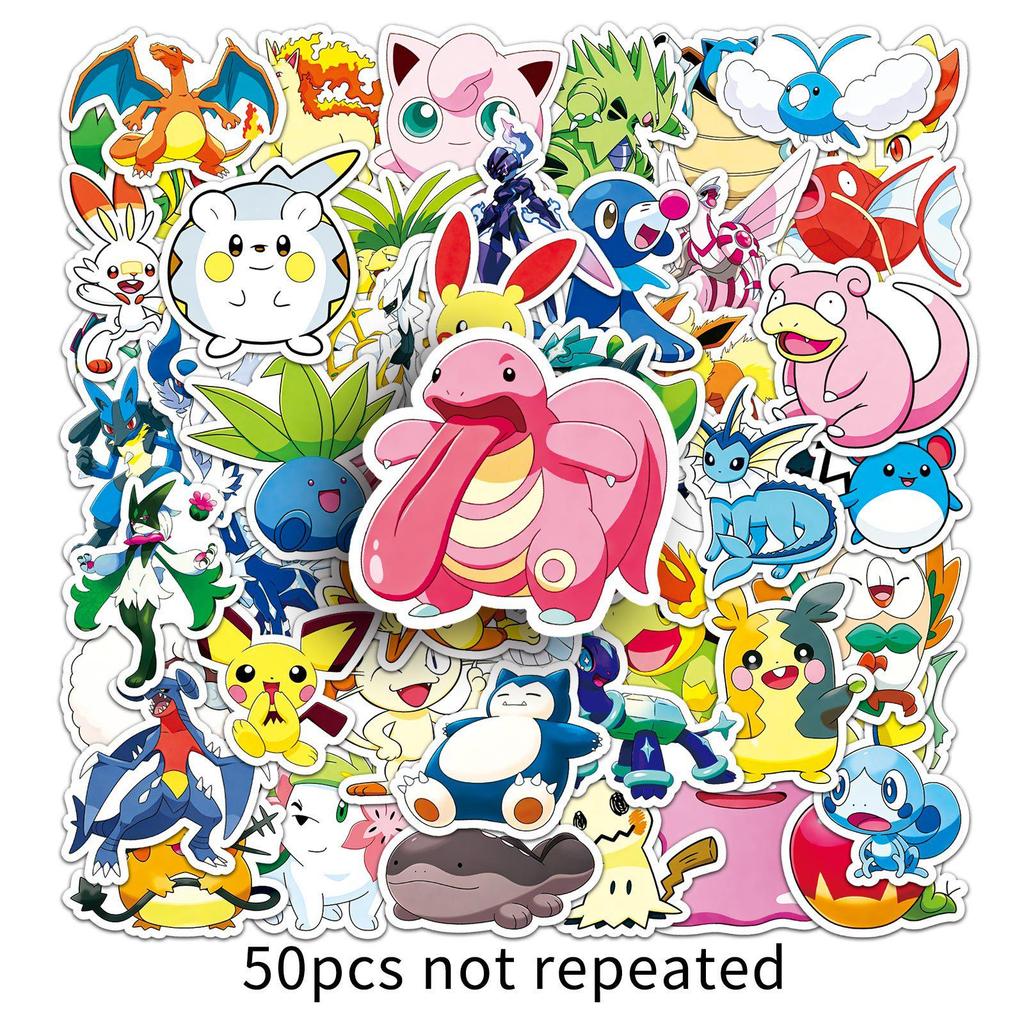 50 Cute Pokemon Q Version Anime Stickers - Planner, Suitcase, Computer Decor, DIY Drip Glue Stickers