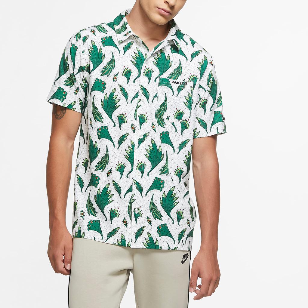 Nike Nigeria Team Feather Print Sateen Short Sleeve Shirt Men Tops White CU1417-100