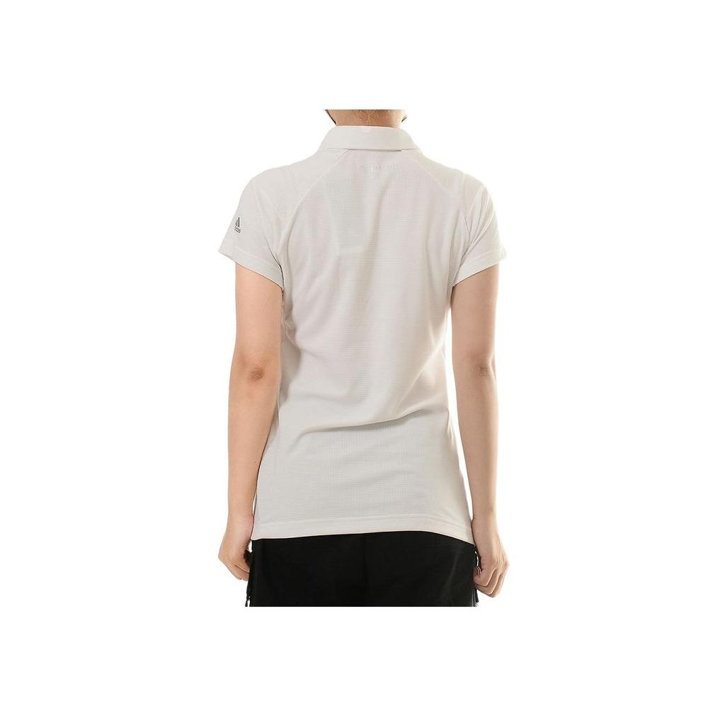 Adidas Solid Color Quick-Dry Sports Polo Shirt Women Tops White DV2254
