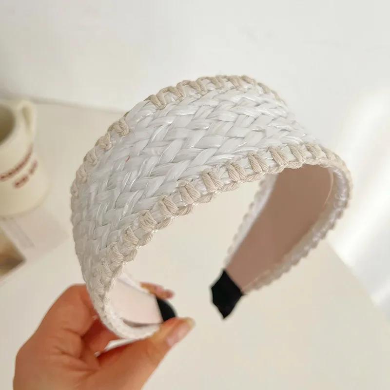 Wide-Brimmed Straw Headband  Bohemian Hair Band Elegant Graceful    Diademas Para El Pelo Mujer Trendy Headband for Women