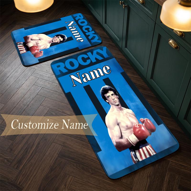 Rocky Balboa (1) Customize Name Flannel Kitchen Mat Soft Non-Slip Kitchen Floor Runner Rug for Home Kitchen Decor