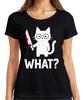 What Cat Knife Blood Gloomy Halloween Funny Gift Scary Ladies Tshirt