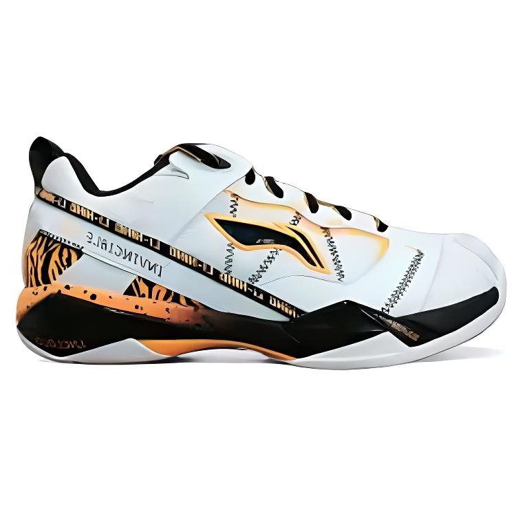 New LiNing Cushioning, Slip Resistant, And Abrasion Resistant Low Top Badminton Shoes Men's White AYAR015-16
