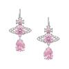 VIVIENNE WESTWOOD Orecchini a Goccia Ismene Goccia d'Acqua Cristallo Decorazione Saturno Orecchini Unisex Rosa Argento 6202011002P354