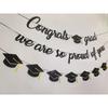 Graduation Decorations Class of 2025 Party Supplies - Congrats Grad, We Are So Proud of You Banner and Graduation Caps,hats Banner (Pre-Strung)