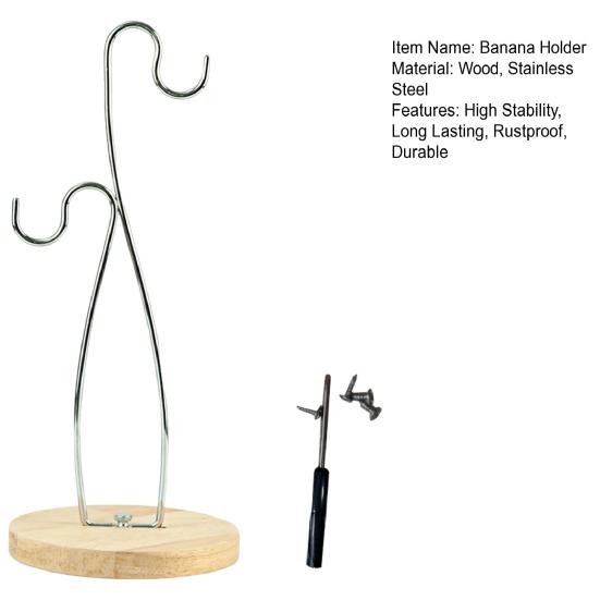 Bananenhalter aus Metall mit Holzsockel. Starke Tragfähigkeit, hohe Stabilität, einfache Montage, Bananenständerhalter