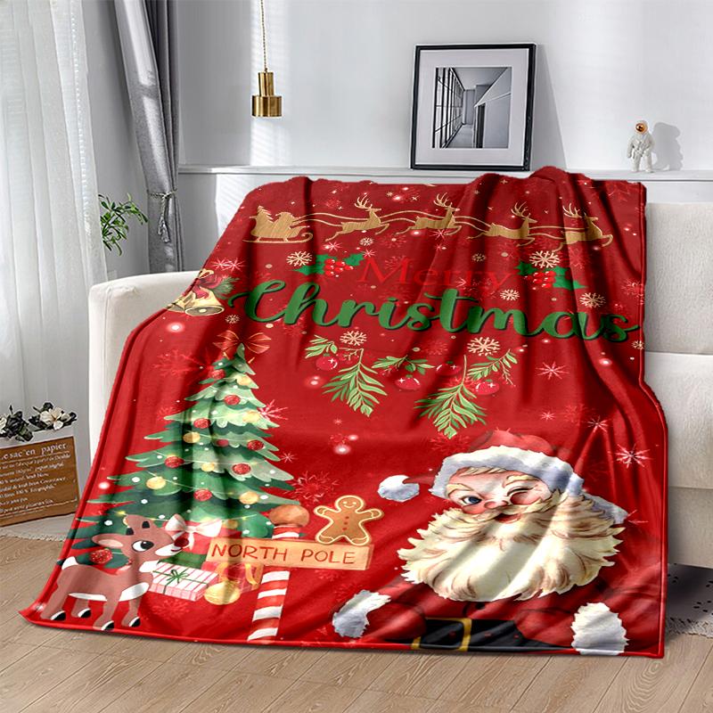 1Pc Christmas Joyful Santa Claus Blanket Soft And Comfortable Casual Warm Camping Travel Christmas Halloween Gift M921372
