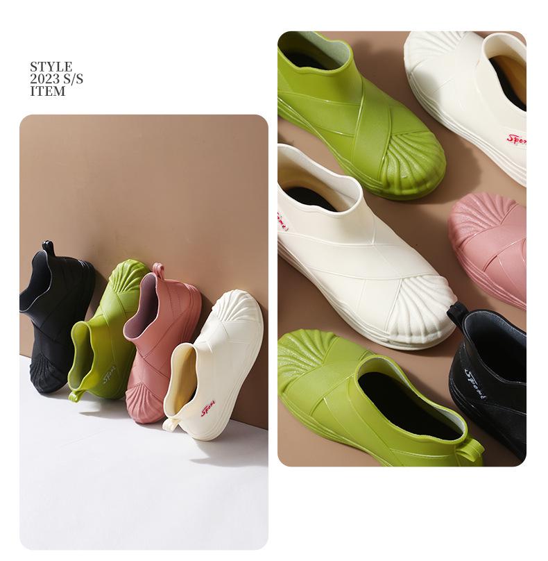 Women's Fashionable Short Ankle Rain Boots with Cotton Velvet Liner - Non-slip, Low Cut, Warm Rubber Shoes
