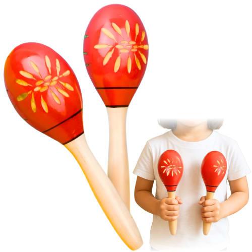 Ideamall Maracas, Wooden, Small, Set of 2 (Red)