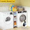 Utility Slim Storage Cart 4 Tier Small Rolling Kitchen Laundry Room Cart with Wood Top Metal Narrow Bathroom Storage Cabinet Mo