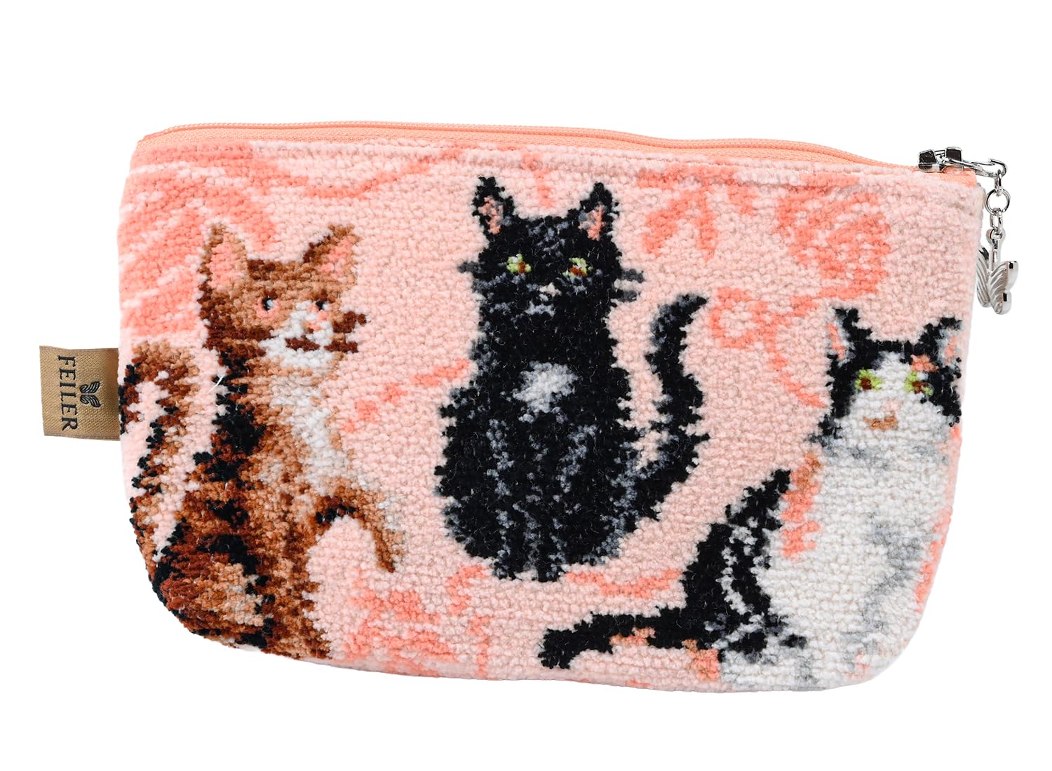 

FEILER Friends Cosmetic Pouch in Apricot with a Cat Design [Used]