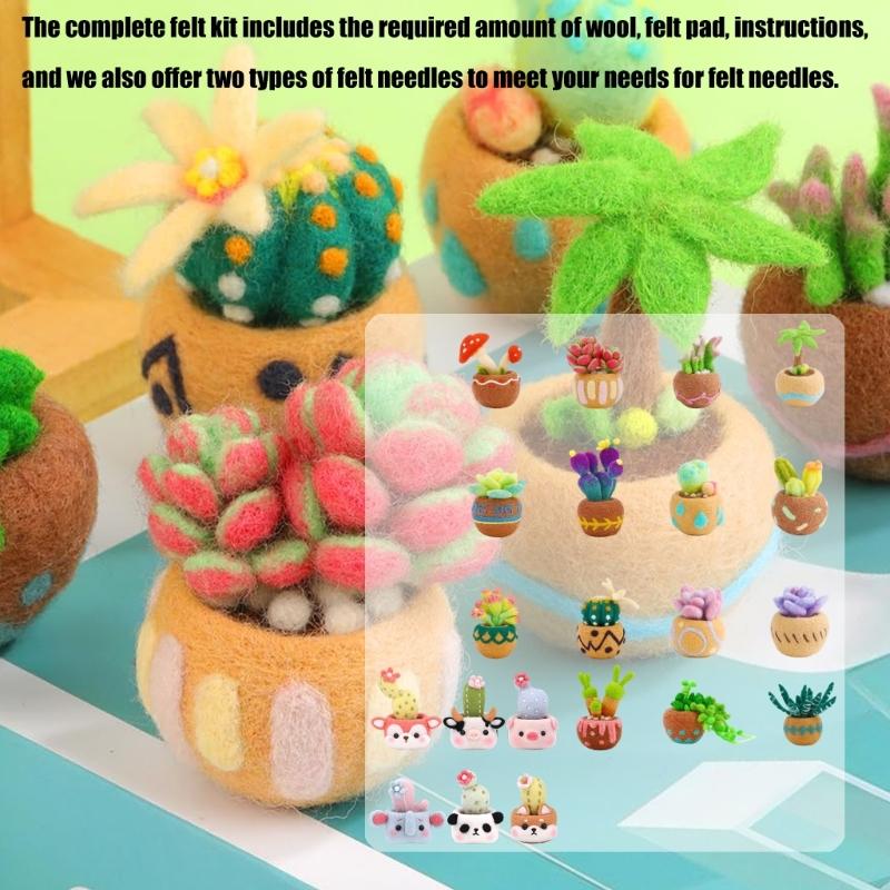 Beginner Friendly Wool Craft Set Animal Plant Creations With Fibers