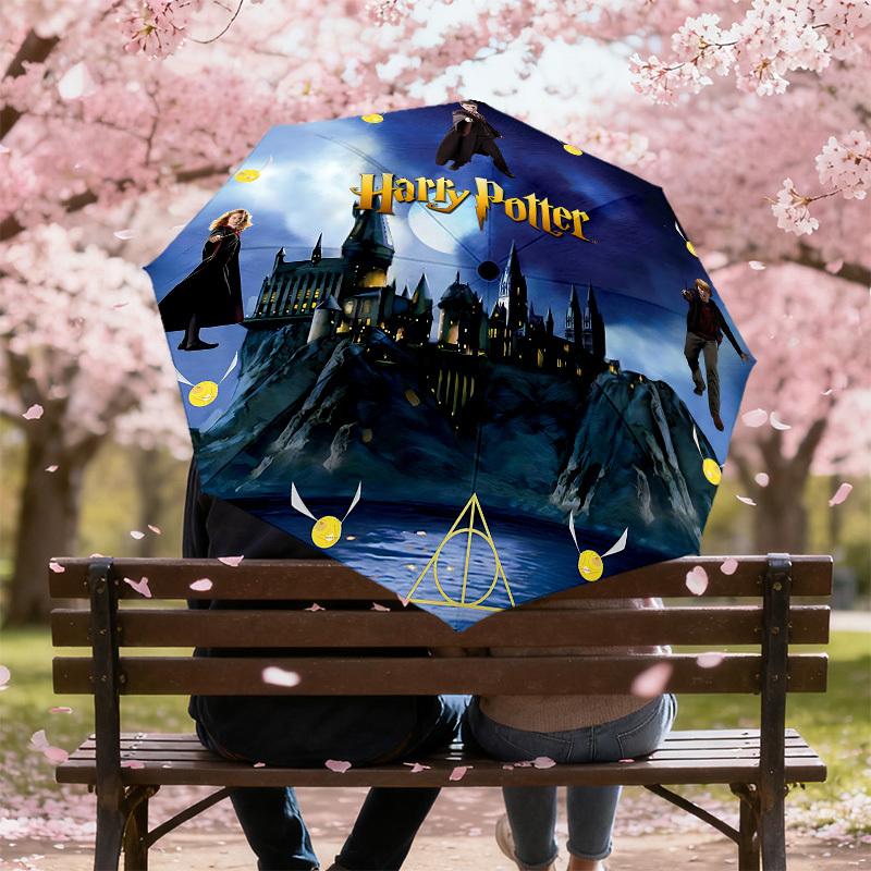 1PC Harry Potter Deathly Hallows Umbrella-8-Rib Reinforced, Automatic Open, Lightweight & Durable, Cute Fashion Accessory for Outdoor, D2637