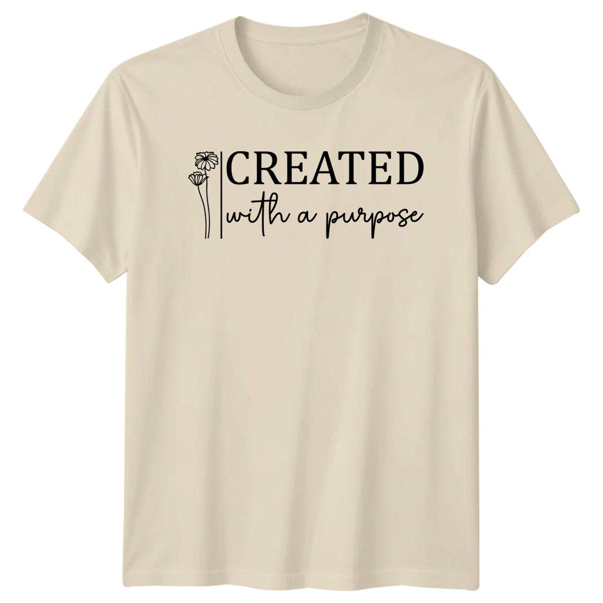 Created With A Purpose Christian Faith T-Shirt Floral Design S