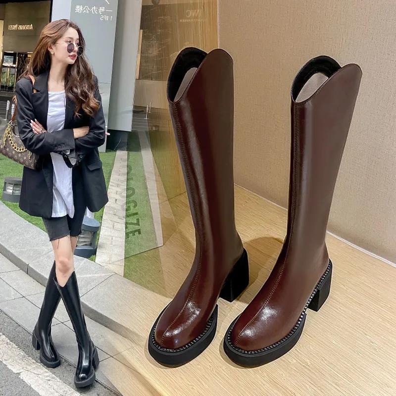 Botas vaqueras occidentales de boca en V Tacón cuadrado para niños  otoño/invierno pero botas de rodilla Gruesas Tacón alto Grueso Inferior Alto  Tubo Botas Knight comprar a buen precio — entrega gratuita,