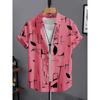 Summer 2025 Men's Short-sleeved Shirt With Black And White Stripes And Collection Pattern Print Single-breasted Fashion Shirt