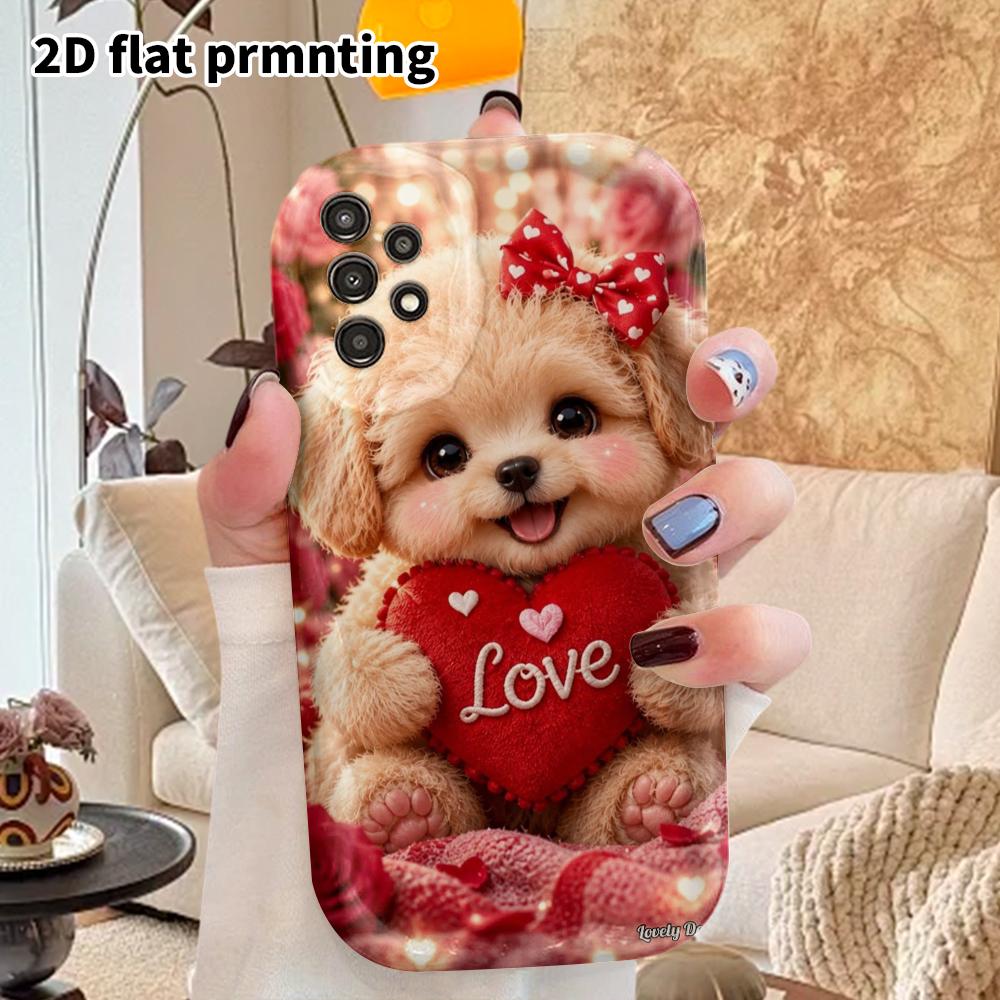 Phone Case: 2D Flat Samsung Galaxy A34 A35 M05 M06 S20 S22 S21 FE Plus 5G Protective Case, Couple Style, Teddy Puppy, Christmas and Halloween Gift