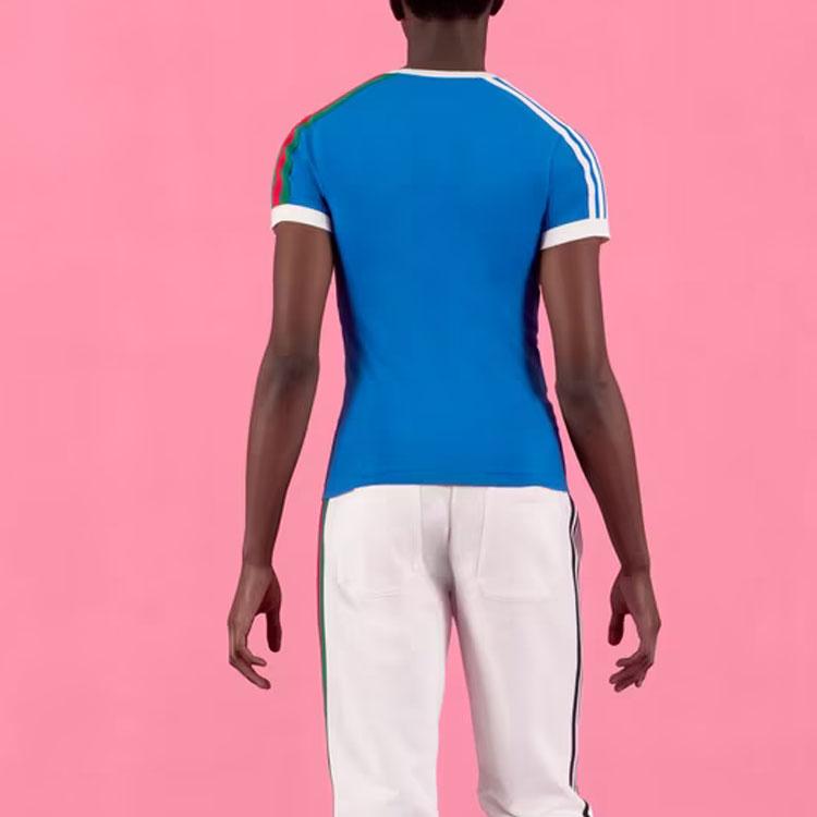 Adidas Kleeblatt-Print T-Shirt Blau Unisex Oberteile 691637-XJEKL-4744