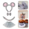 Set di Accessori Costume da Topo 1/3/4 Pezzi Costume di Halloween Costume da Vestire Orecchie da Topo Fascia Coda Gonna Tutù per Bambini Bambine