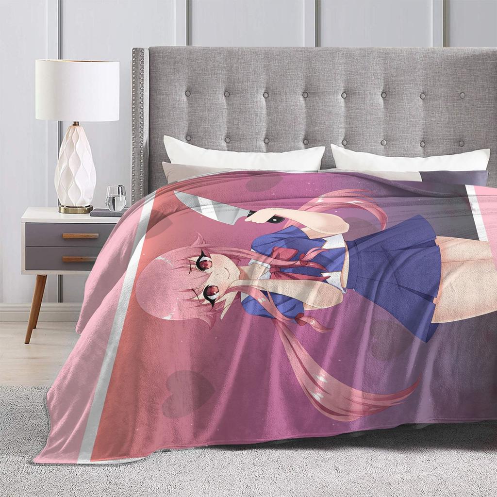 Mirai Nikki Gasai Yuno Warm Blanket  Boy Girl Plush Bedding Throws Novelty Living Room Flannel Bedspread Sofa Bed Cover