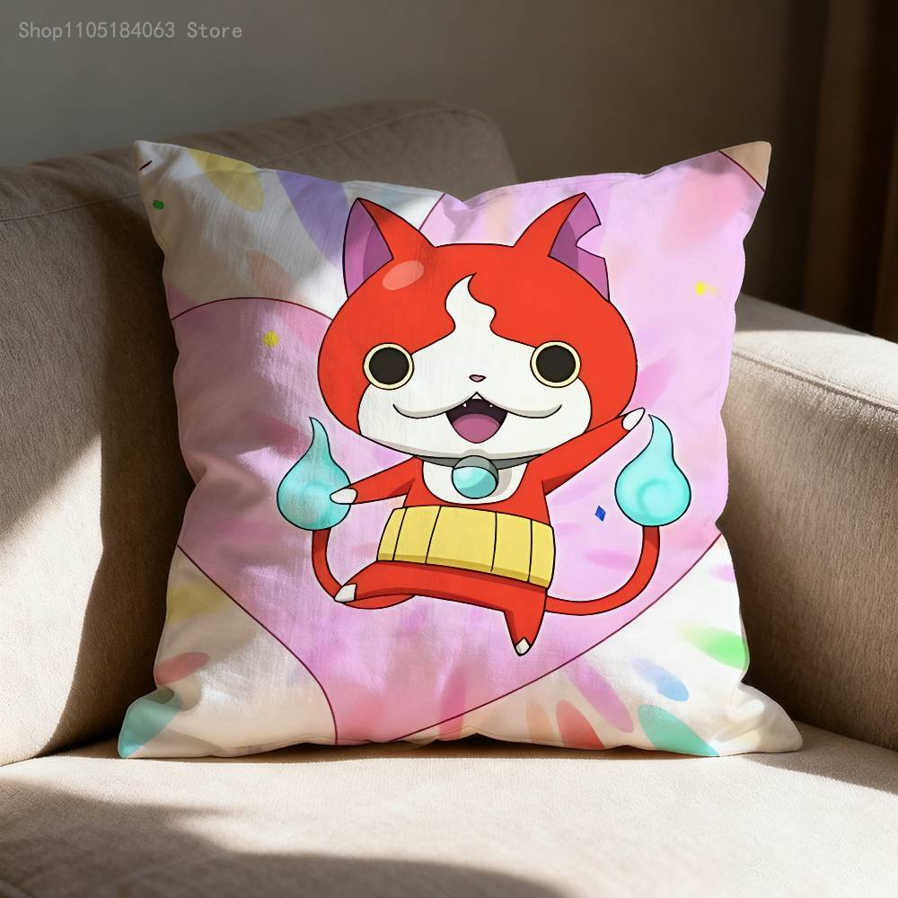J-Jibanyan Pillow Case For Sofa Decor Car Office Room Printing Cushion Cover Decorations and Protector