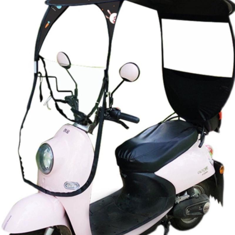 Electric Vehicle Canopy Awning: Bicycle & Motorcycle Sunshade with Windshield and Rainproof Umbrella.