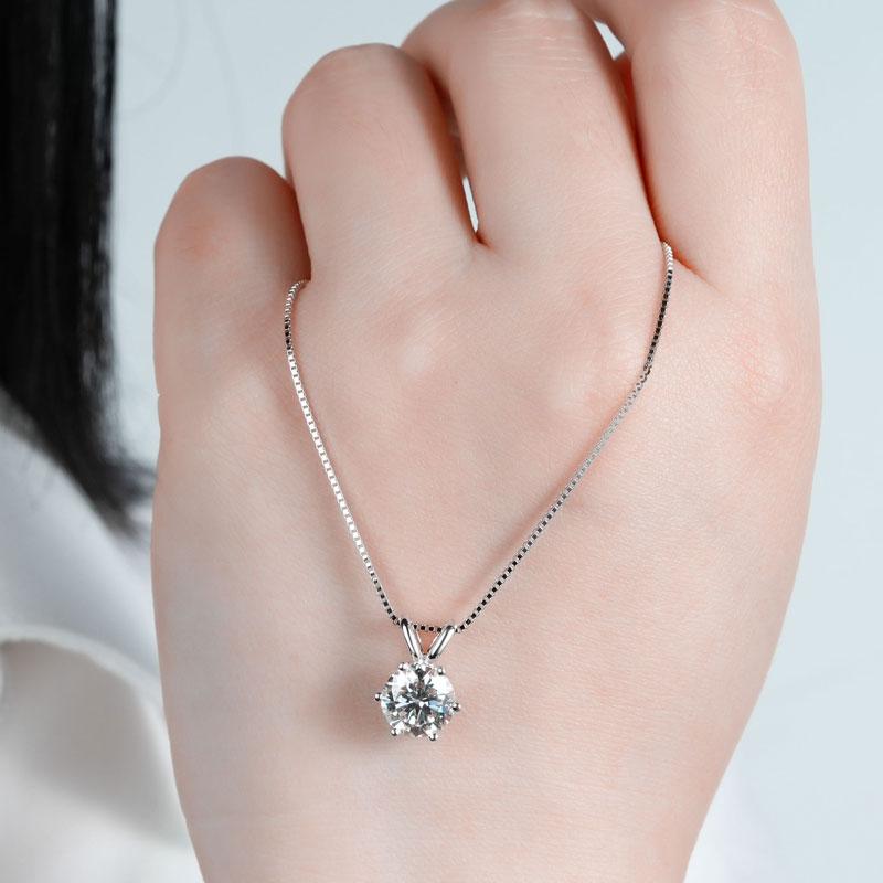 Classic 0.5CT-5CT D Moissanite Pendant Necklace Adjustable Chain 925 Silver for Women with 2CT 3CT 4CT Lab Diamond