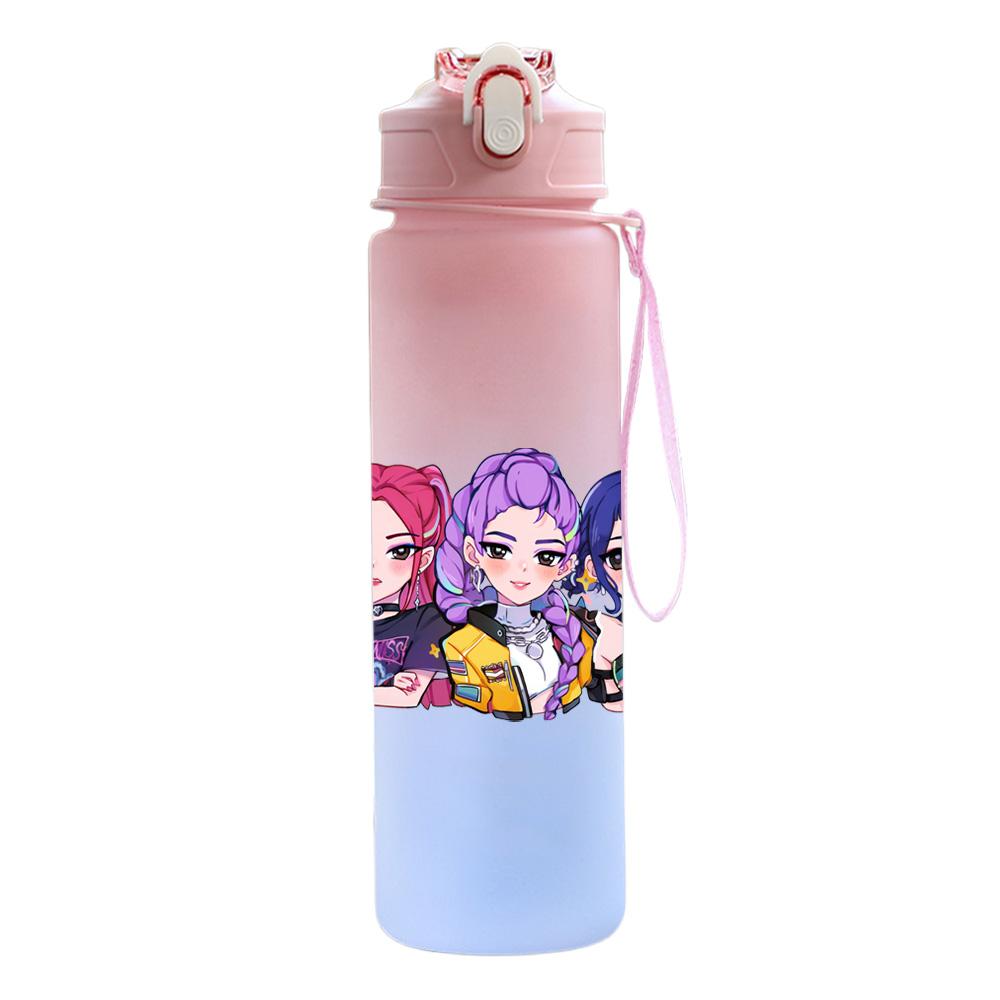 750 ml Wasserflasche Anime Cartoon K-Pop Dämonenjäger Aufdruck Große Kapazität Trinkbecher Tragbar Outdoor Sport Wasserbecher Kinder Kinder Geschenk