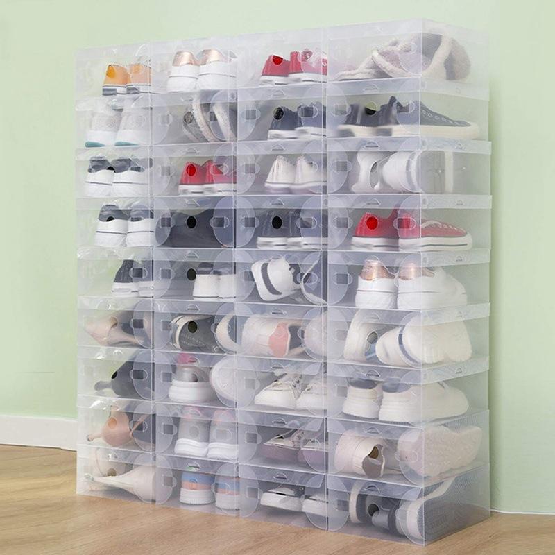 1/5Pcs Plastic Shoe Box Transparent Clear Storage Boxes Foldable Shoes Case Holder Shoes Organizer Cases Boxes