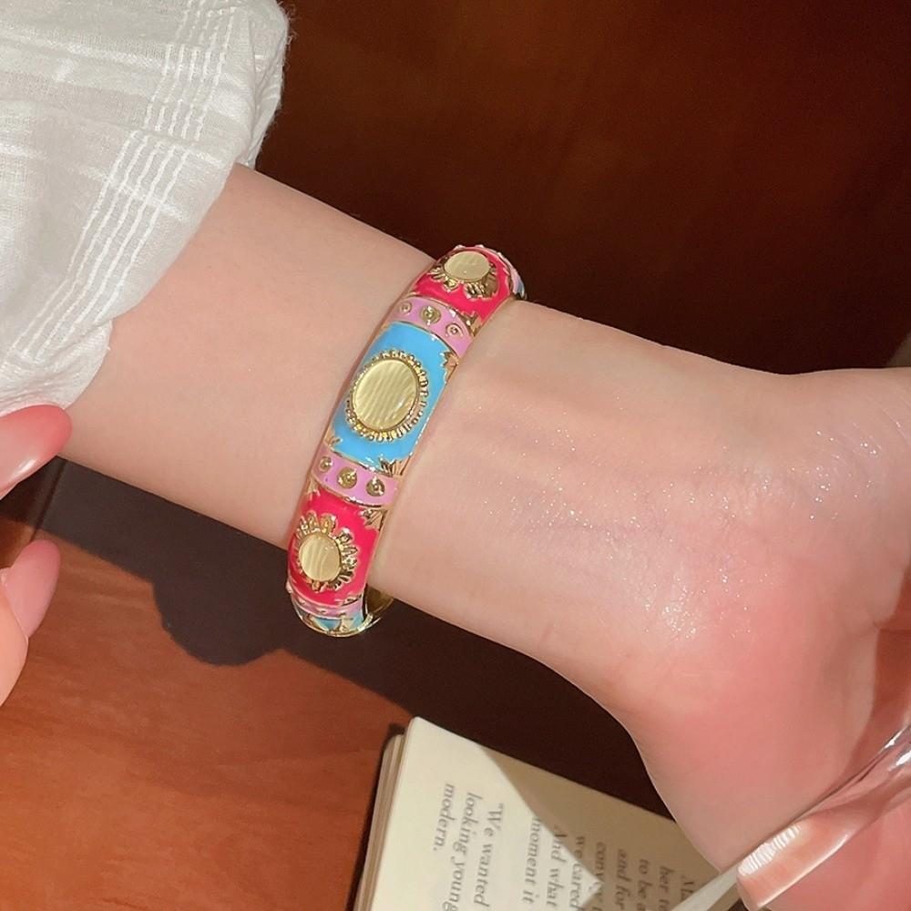 Traditional Vintage Cloisonne Bangle Enamel Floral Women's Hand Bracelet Gifts for Women Girl