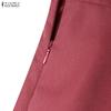 ZANZEA Women Casual V-Neck Solid Color Summer Short Sleeve Dress