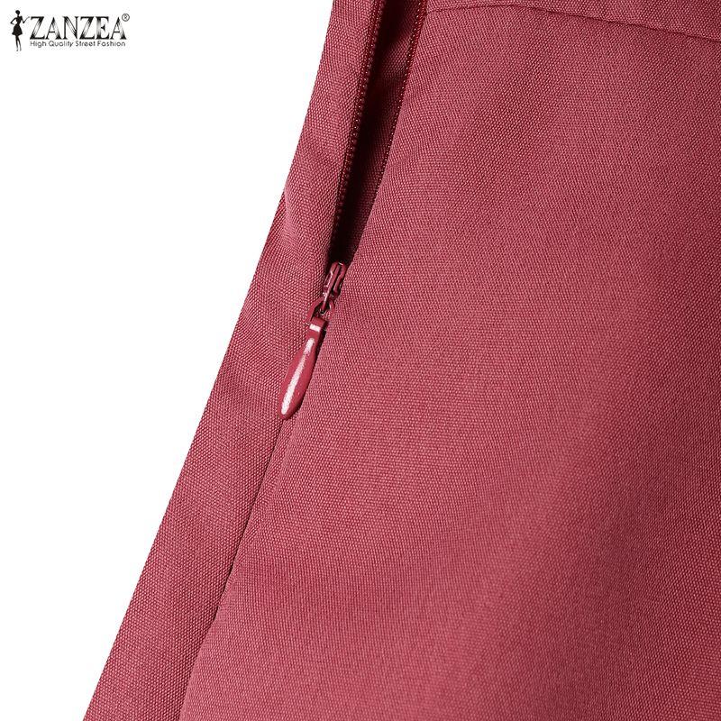 ZANZEA Women Casual V-Neck Solid Color Summer Short Sleeve Dress