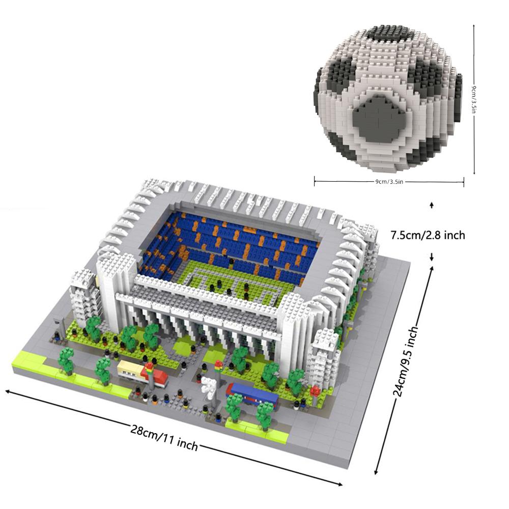 Knew Built Madrid Soccer Stadium with Soccer Ball Micro Blocks Building Toys Experience the Joy of Footballive Good Deco Gift