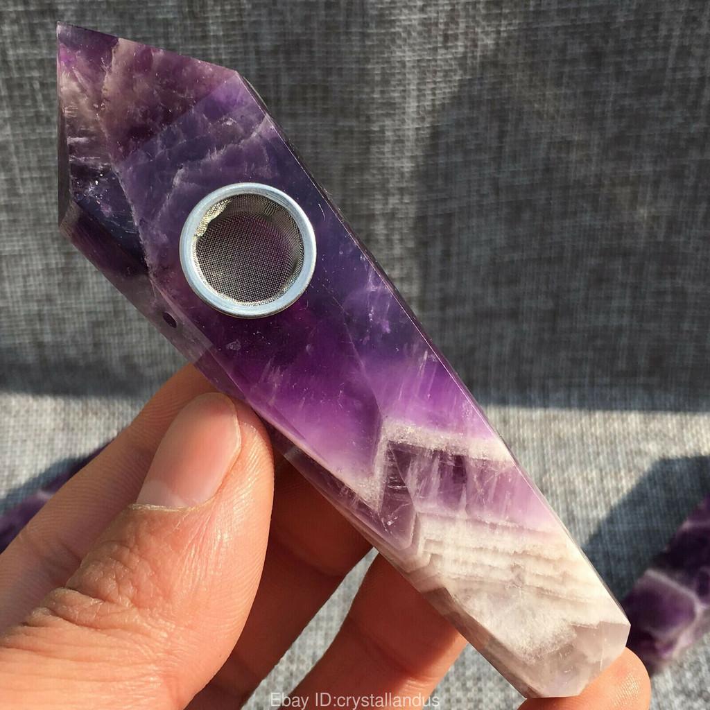 Natural Dreamy Amethyst Smoking Pipes Elegant Quartz Crystal Point Obelisk Wand