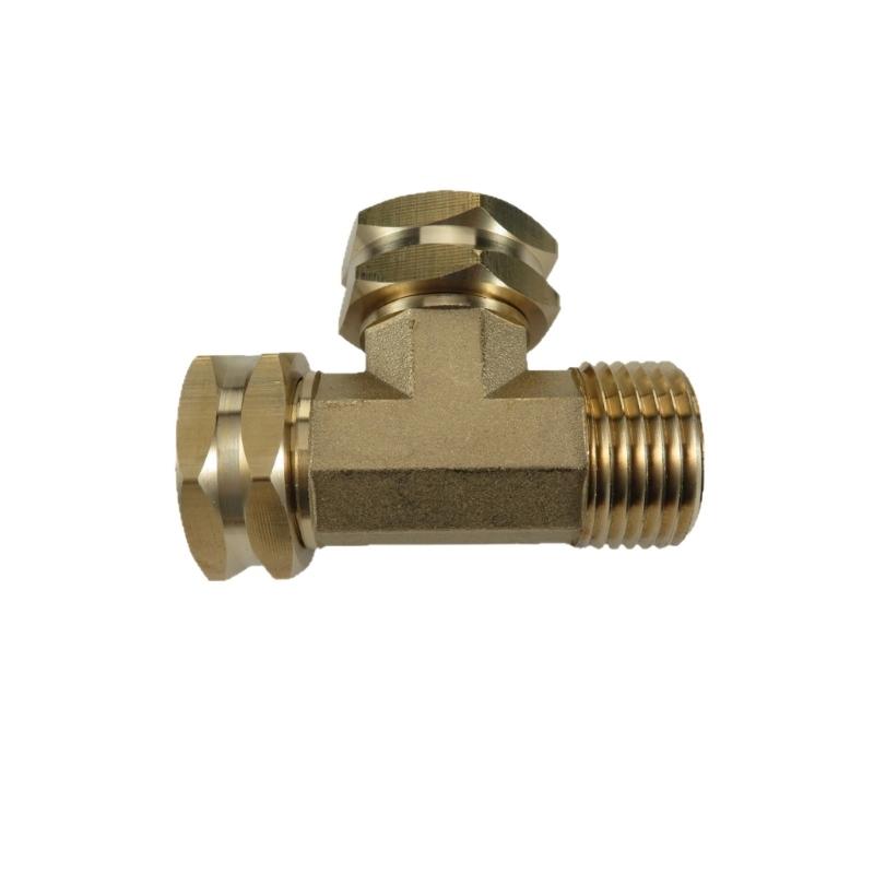 Corrosion Resistant T Type Hose Adapter 3/4Inch GHT Thread Brass Plumbing Joint Swivel Pipe Fitting Tees Easy to Install