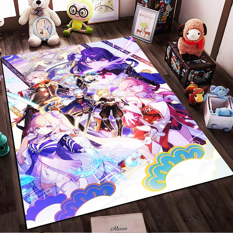"Anime Style Carpet with Fantasy Characters and Vivid Colors Design" Suitable for use as an anti-slip for living room bedroom sofas