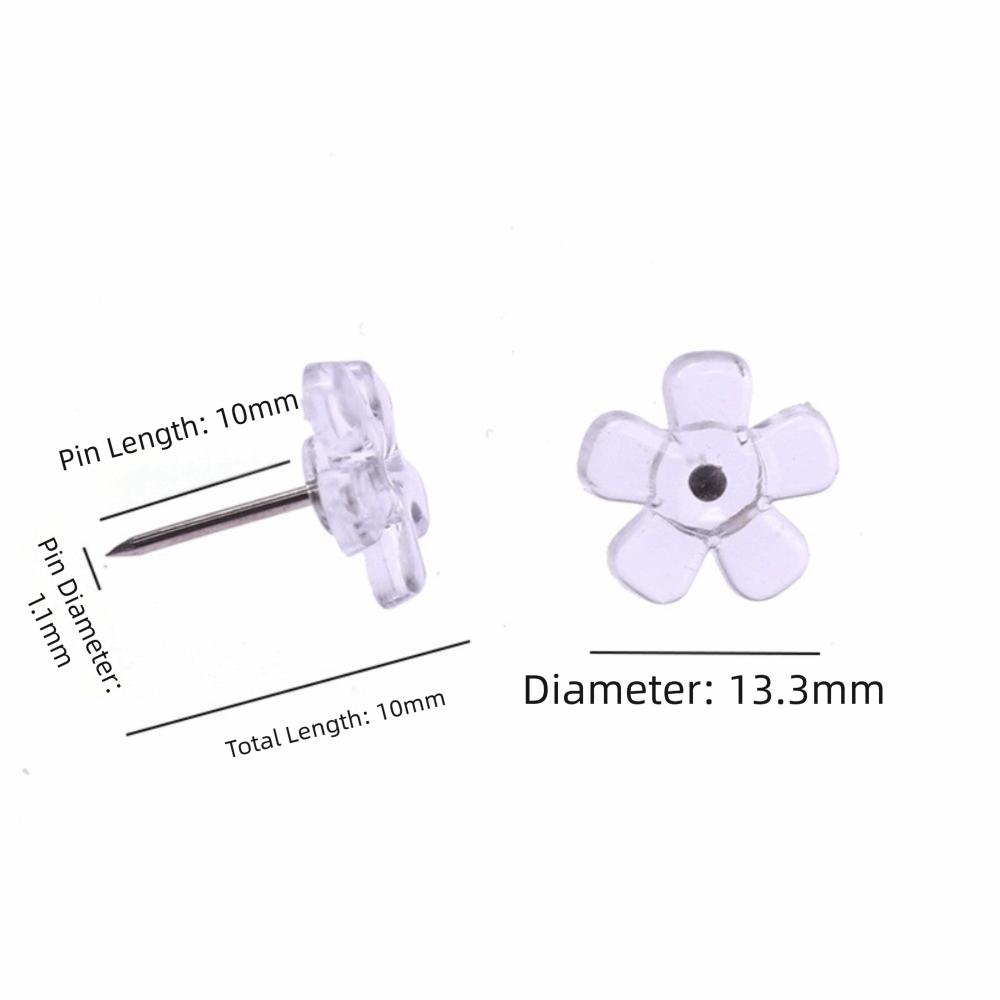 A Box Heart Shape Push Pins 50/100PCS Transparent Flower Push Pin Heart Push Pins  School
