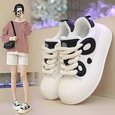 Scarpe sportive con plateau da donna Sneakers piatte retrò con punta tonda femminile Primavera Casual Vulcanize Sneakers da tennis nere