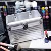 Geantă Compactă de Machiaj din Aluminiu: Cutie de depozitare portabilă cu strat dublu, blocabilă, capacitate mare