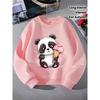 European sizes Crewneck Sweatshirt for Kids Featuring an Adorable Panda with a Pink Ice Cream.   Perfect for Sports And Casual Outings